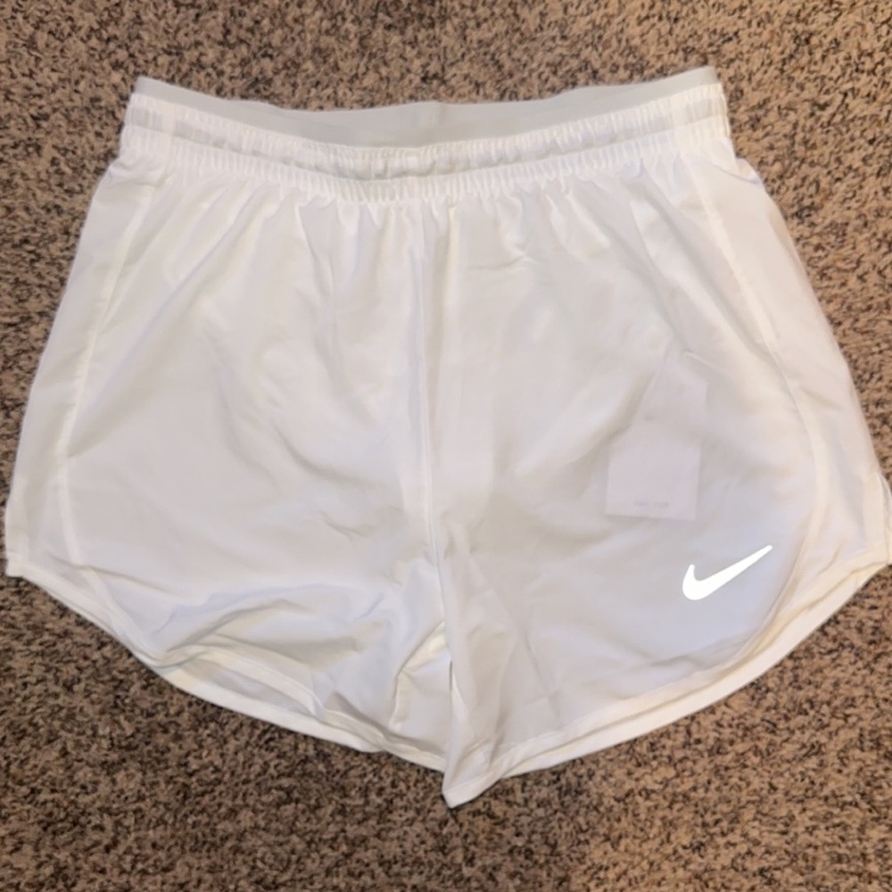 White Nike athletic shorts